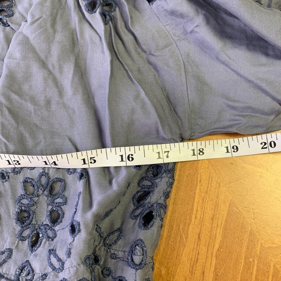 American Eagle Duster XS S Festival Kimono Long Eyelets Boho Beach Cover Up Blue - Picture 7 of 8